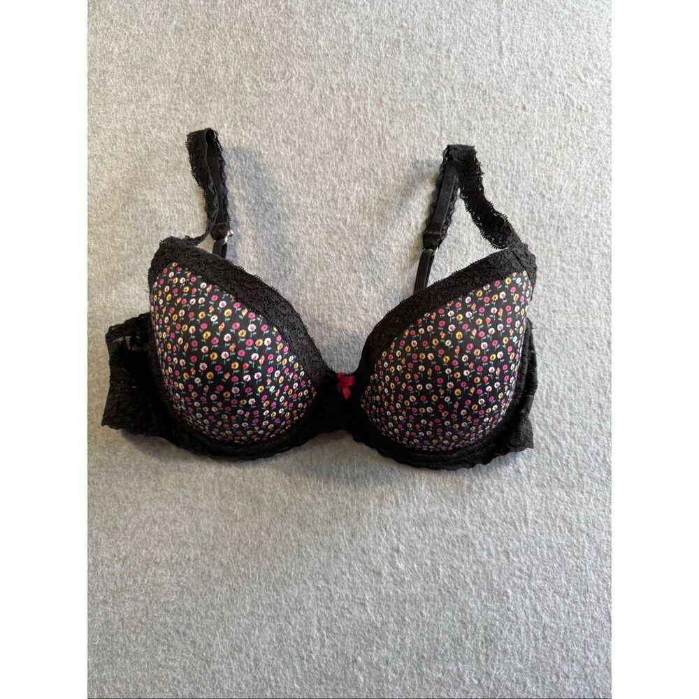 Pink Victoria's Secret boho floral print lace wing demi bra 36D